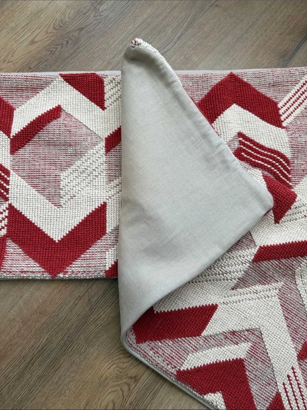 Two West Elm Red and Cream Geometric Accent Pillow Covers